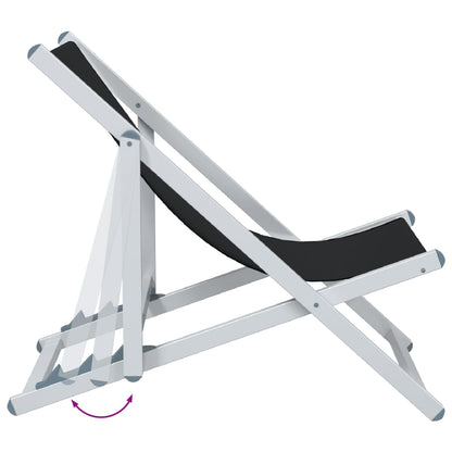 vidaXL Chaises de plage 2 pcs Pliables Noir Aluminium et textilène