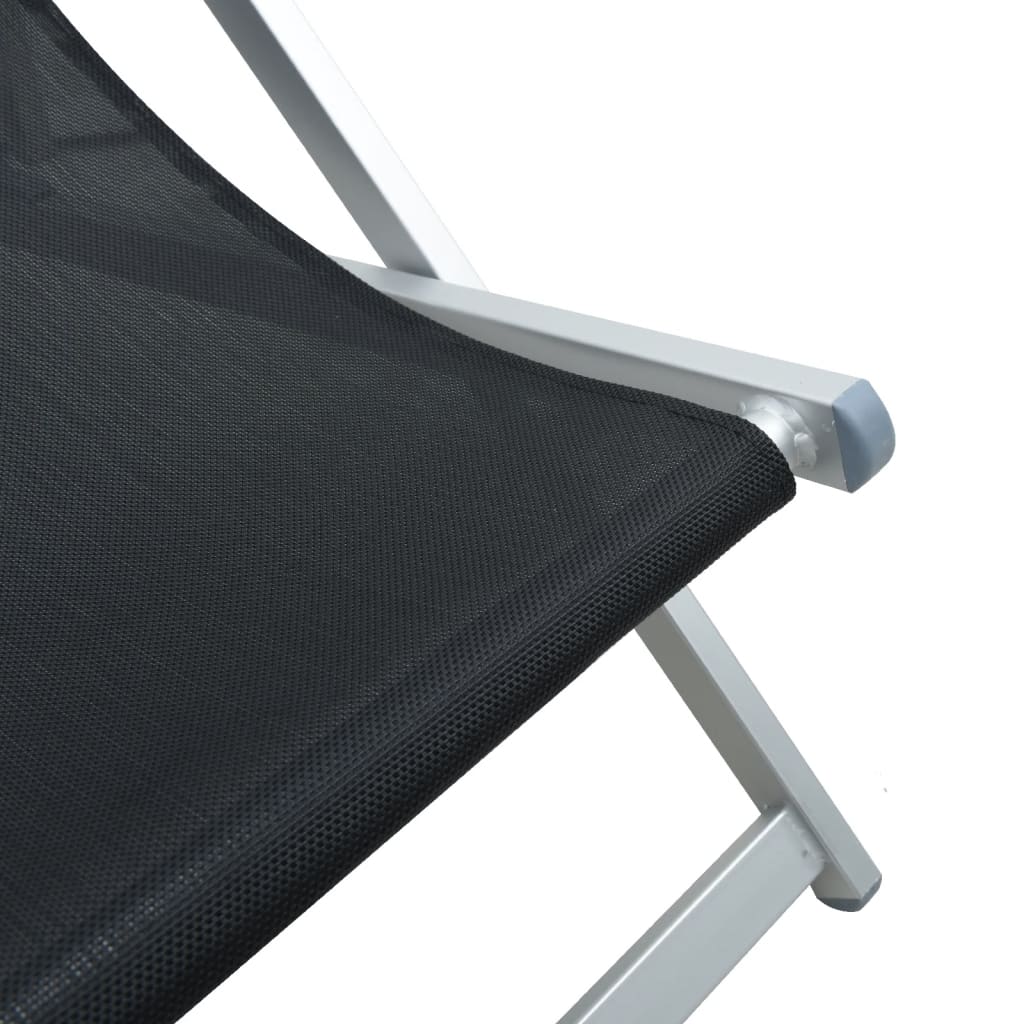 vidaXL Chaises de plage 2 pcs Pliables Noir Aluminium et textilène