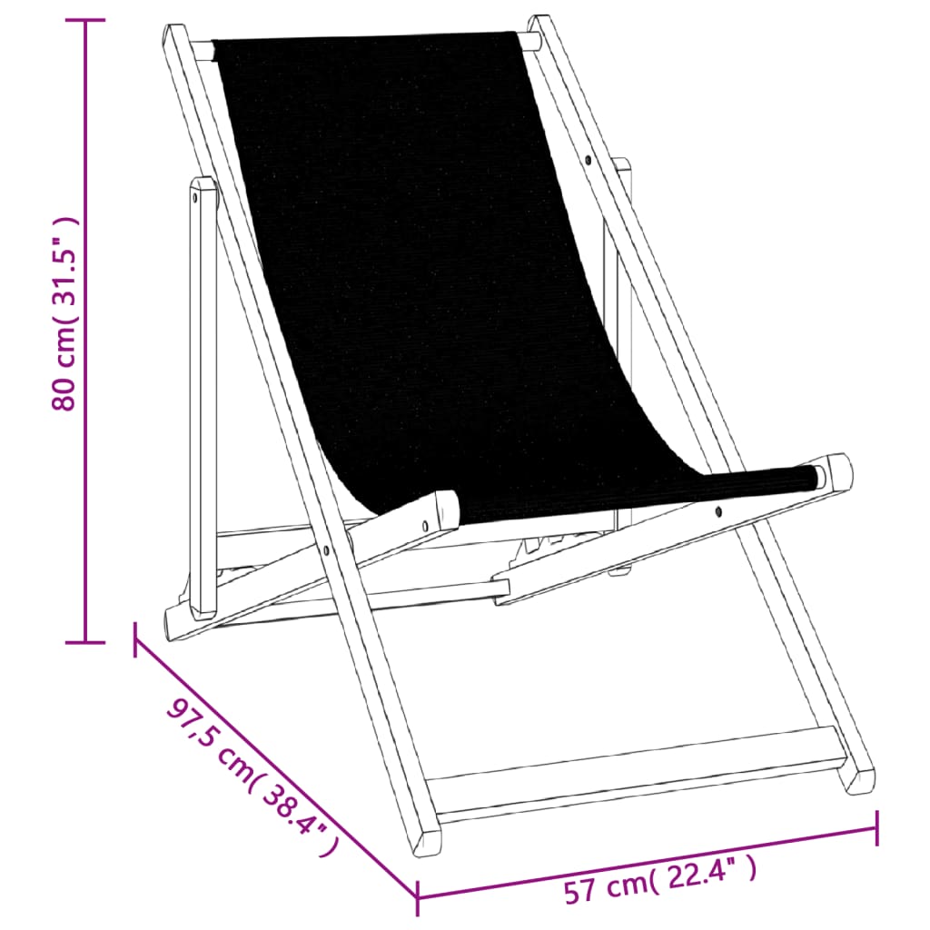 vidaXL Chaises de plage 2 pcs Pliables Noir Aluminium et textilène