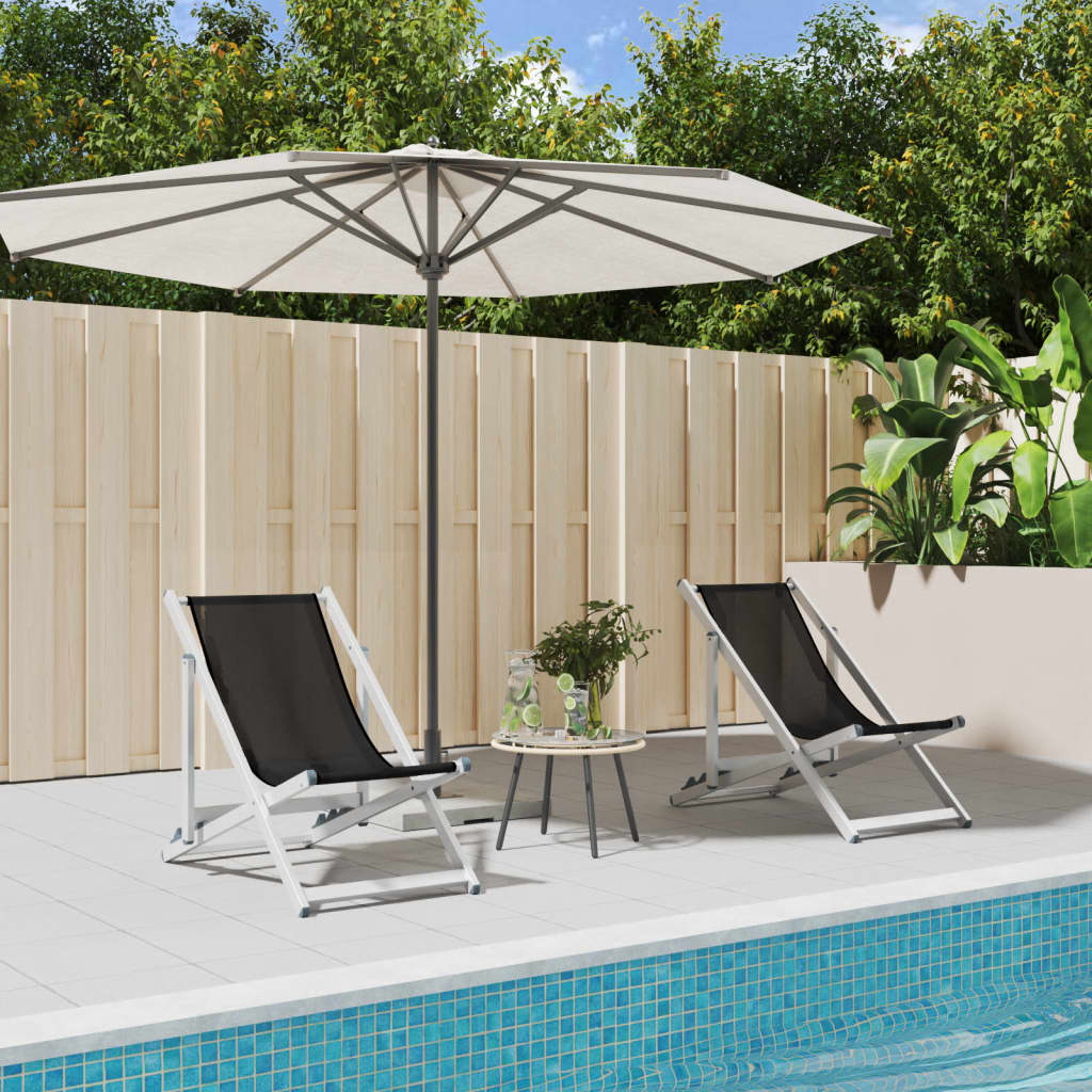 vidaXL Chaises de plage 2 pcs Pliables Noir Aluminium et textilène