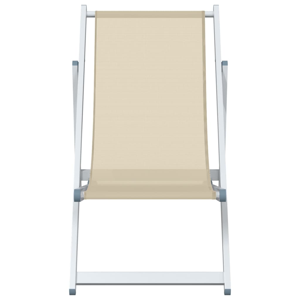 vidaXL Strandstühle 2 Stk. Klappbar Creme Aluminium und Textilene
