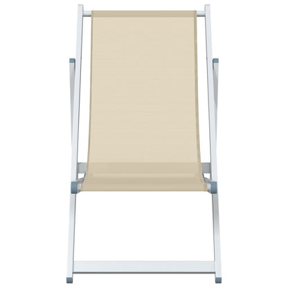 vidaXL Strandstühle 2 Stk. Klappbar Creme Aluminium und Textilene