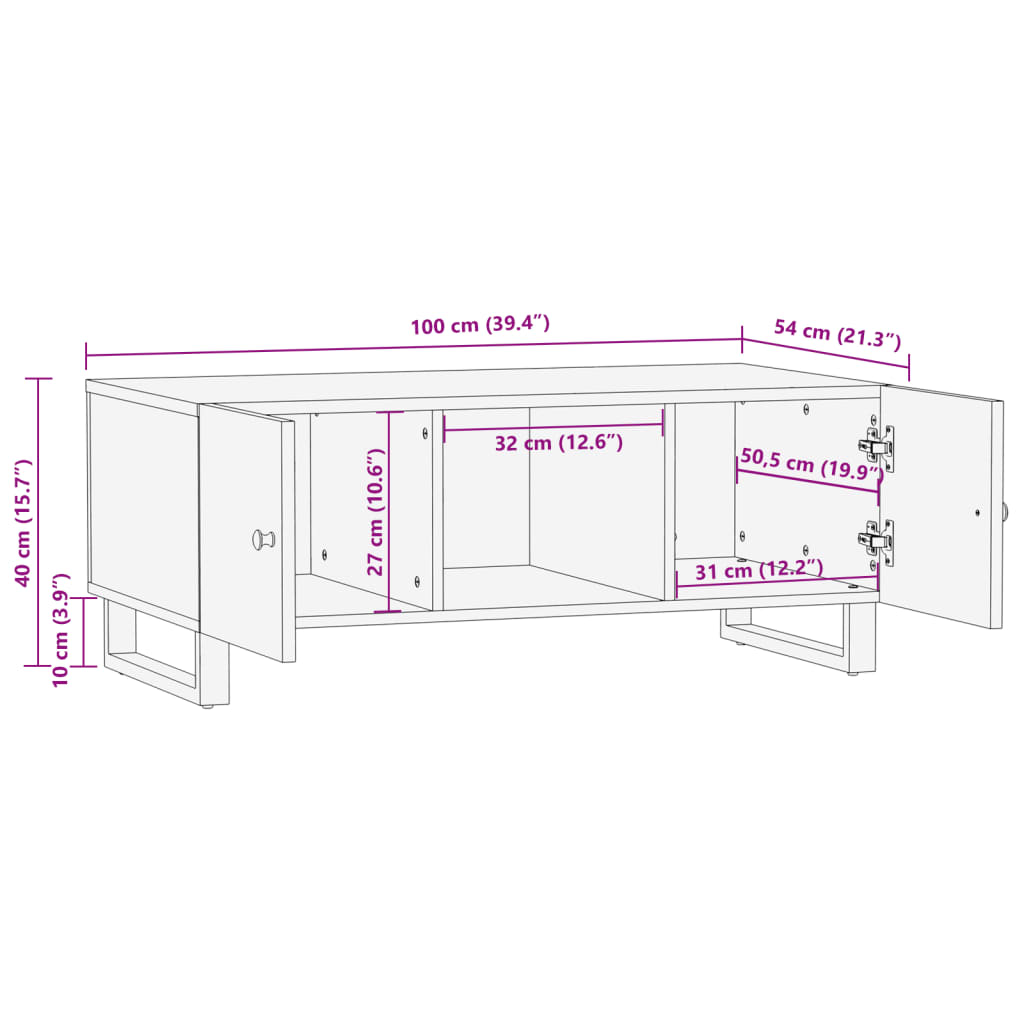 vidaXL Table basse 100x54x40 cm Bois de récupération massif et bois d'ingénierie