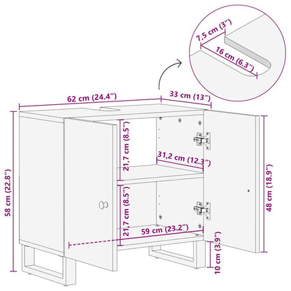 vidaXL Waschbeckenunterschrank Altholz Massiv und Holzwerkstoff
