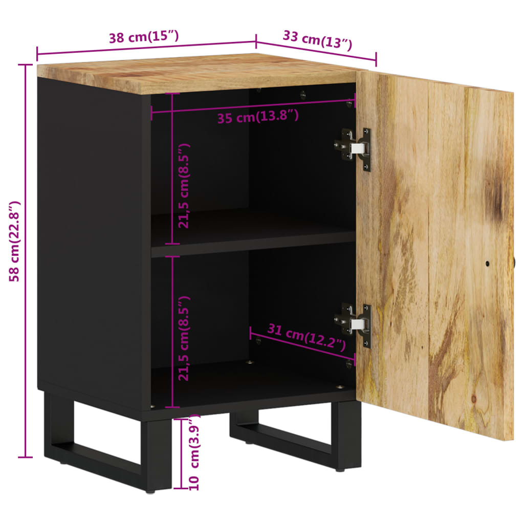 vidaXL Badschrank 38x33x58 cm Massivholz Mango
