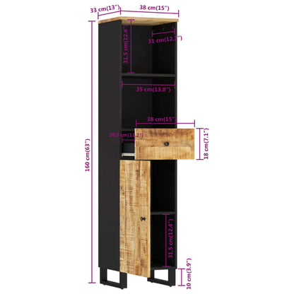 vidaXL Badschrank 38x33x160 cm Massivholz Mango