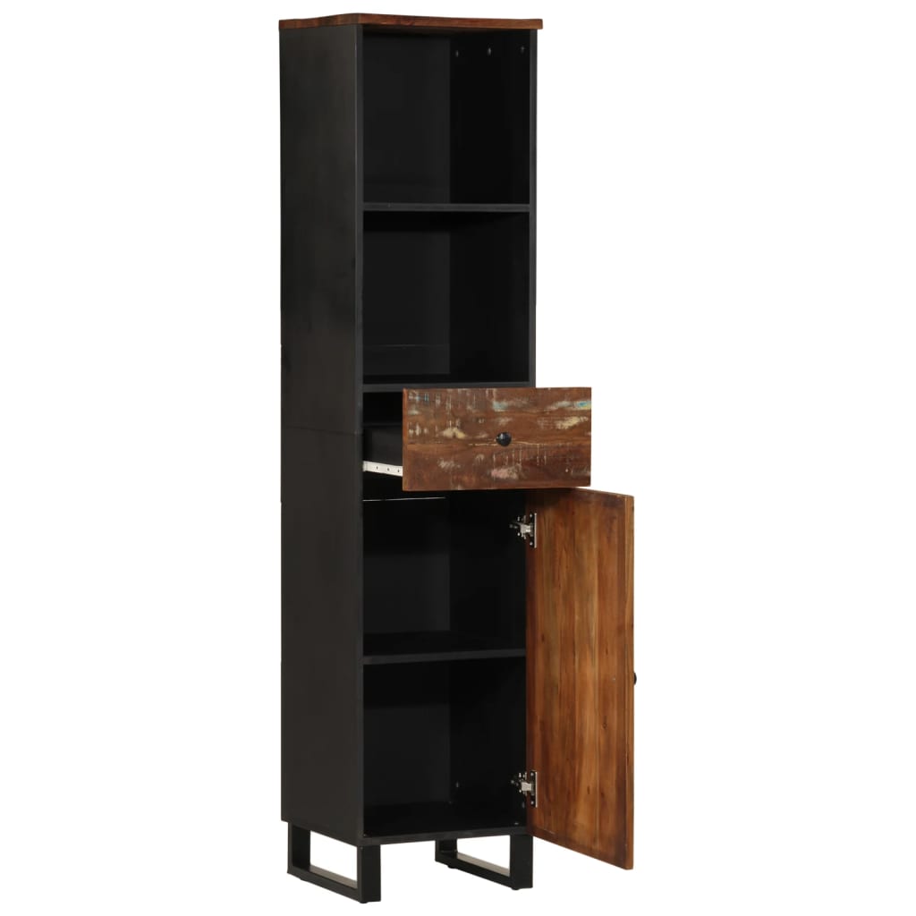 vidaXL Badschrank 38x33x160 cm Altholz Massivholz