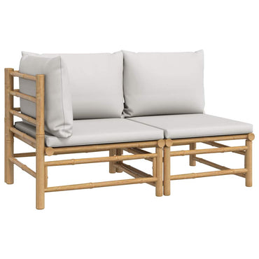 vidaXL Ensemble de jardin 2 pièces avec coussins gris clair en bambou