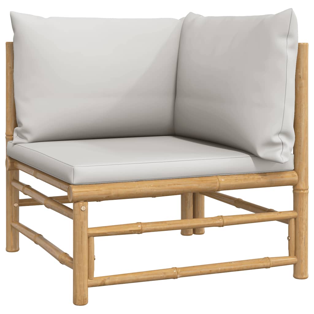 vidaXL Ensemble de jardin 2 pièces avec coussins gris clair en bambou