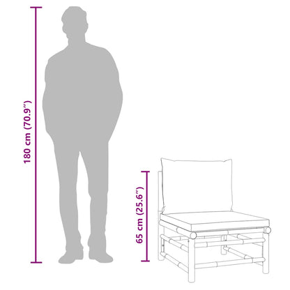 2-tlg. Garten-Lounge-Set Hellgraue Kissen Bambus