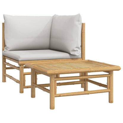 vidaXL Ensemble de jardin 2 pièces avec coussins gris clair en bambou