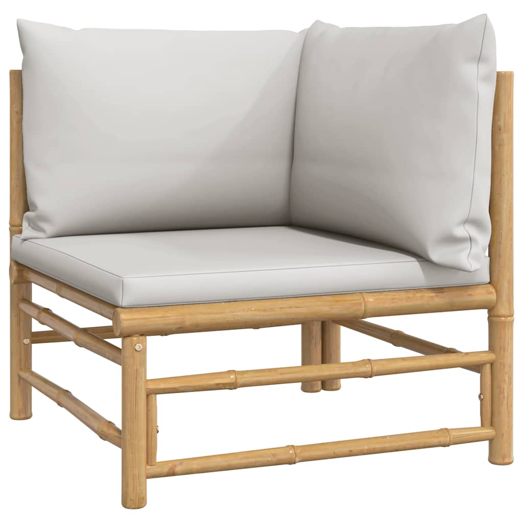 vidaXL Ensemble de jardin 2 pièces avec coussins gris clair en bambou
