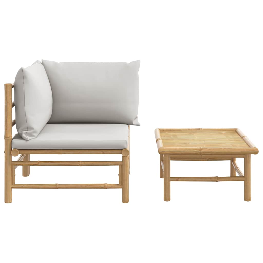 vidaXL Ensemble de jardin 2 pièces avec coussins gris clair en bambou