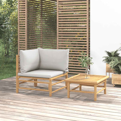 vidaXL Ensemble de jardin 2 pièces avec coussins gris clair en bambou