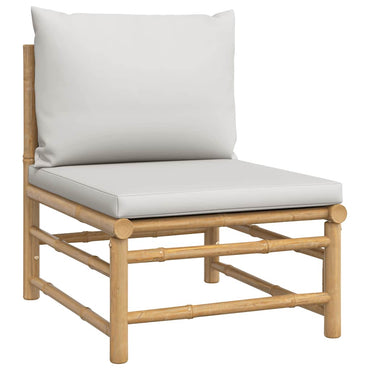 vidaXL Canapé central de jardin avec coussins gris clair en bambou
