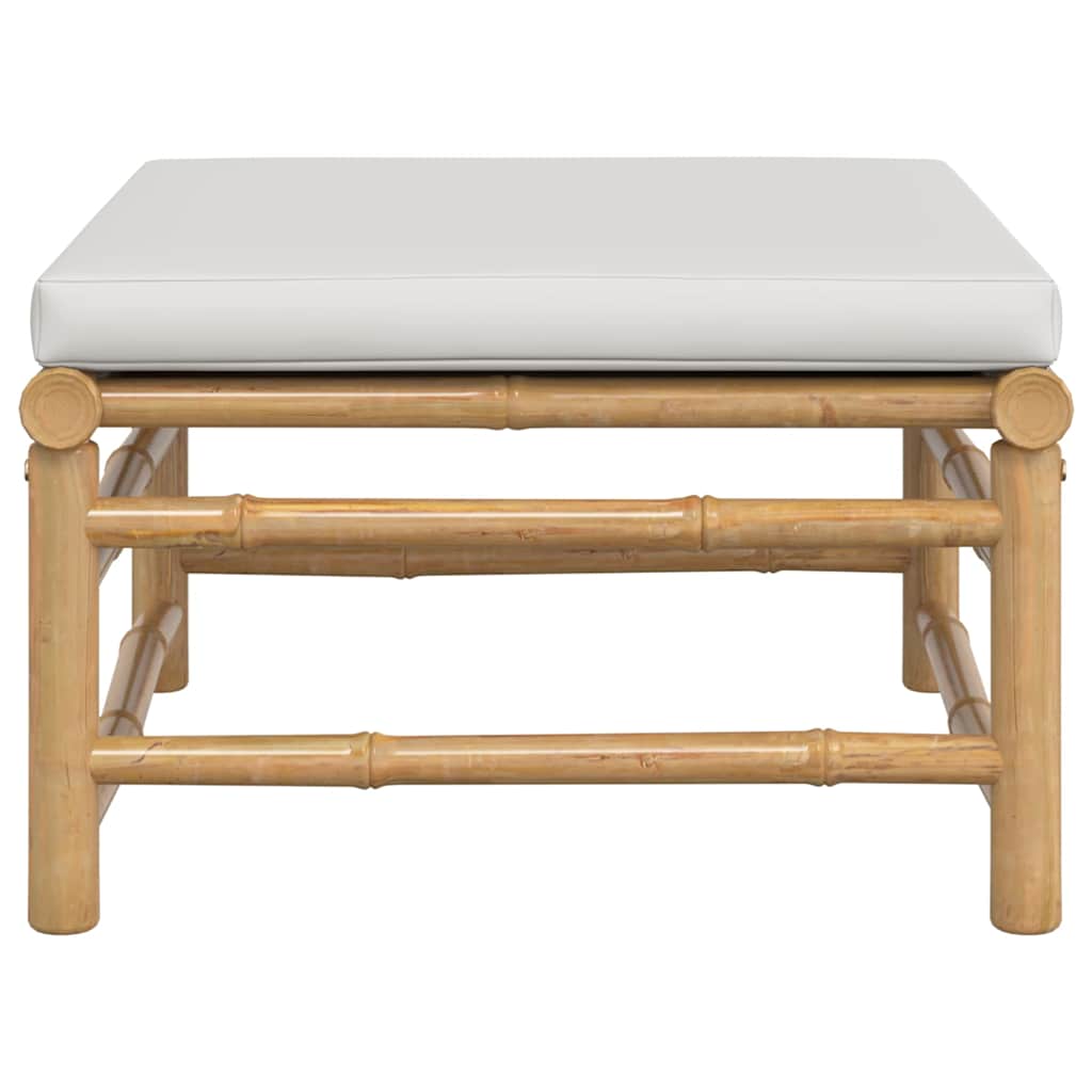 Gartenhocker mit Hellgrauem Kissen Bambus