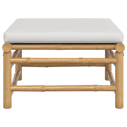 Gartenhocker mit Hellgrauem Kissen Bambus