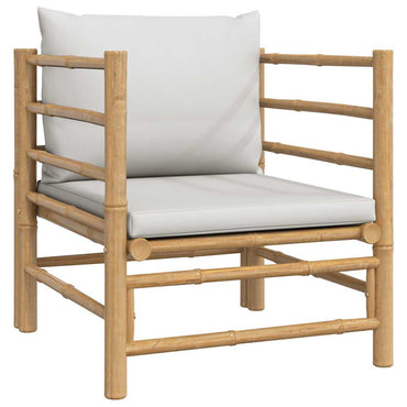 vidaXL Fauteuil de jardin avec coussins gris clair Bambou