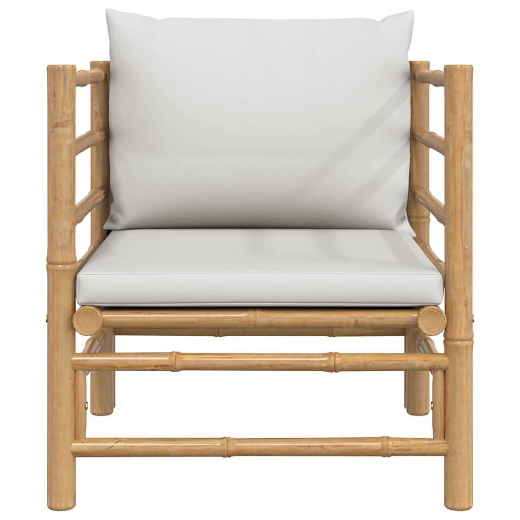 Gartensessel mit Hellgrauen Kissen Bambus