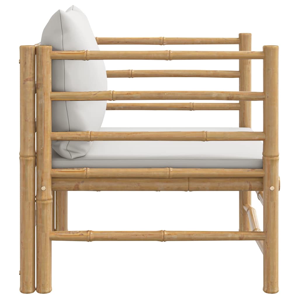 vidaXL Fauteuil de jardin avec coussins gris clair Bambou