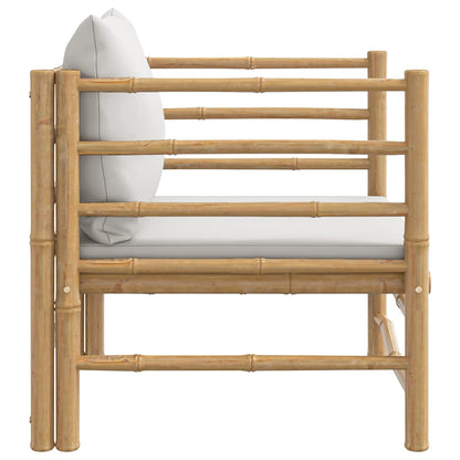 vidaXL Fauteuil de jardin avec coussins gris clair Bambou