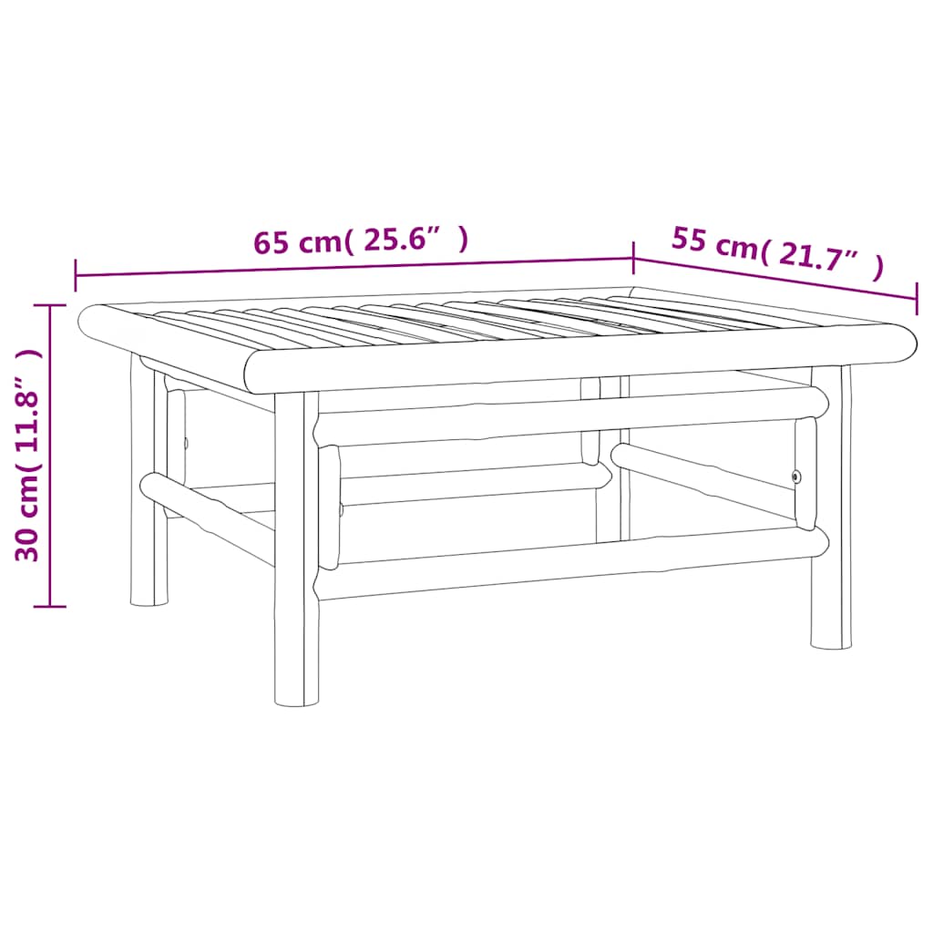 vidaXL Table de jardin 65x55x30 cm Bambou