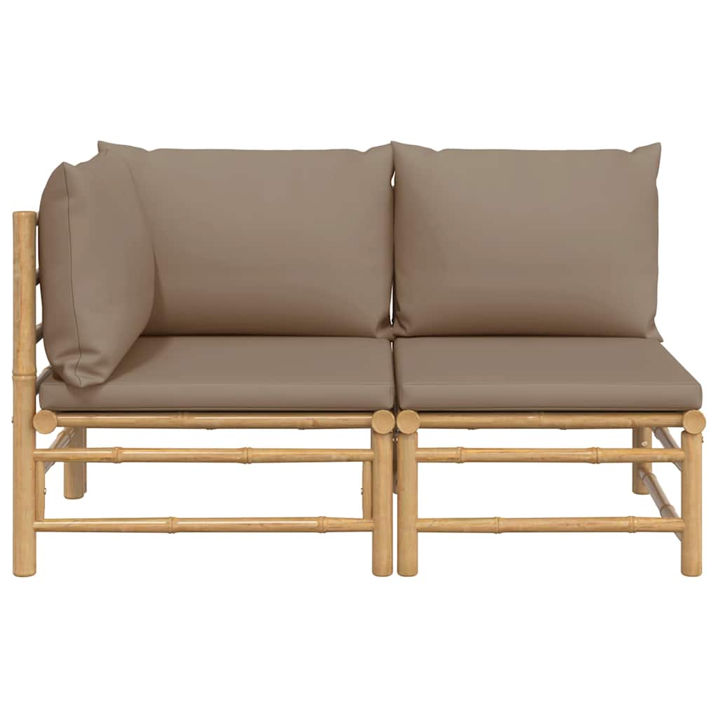 vidaXL Salon de jardin 2 pcs avec coussins taupe Bambou