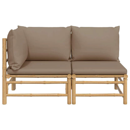 vidaXL Salon de jardin 2 pcs avec coussins taupe Bambou