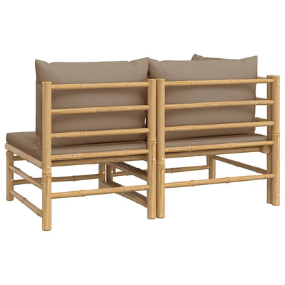 vidaXL Salon de jardin 2 pcs avec coussins taupe Bambou