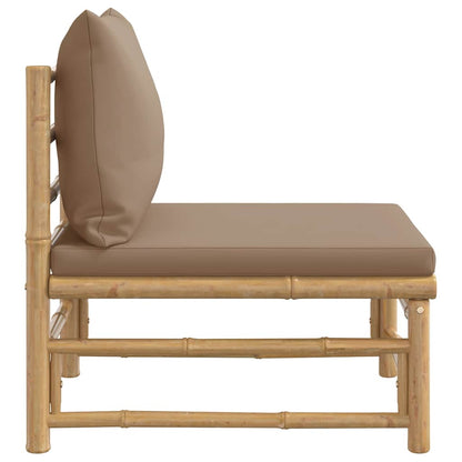 vidaXL Canapé central de jardin avec coussins taupe en bambou