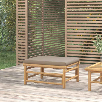 vidaXL Tabouret de jardin avec coussin taupe bambou