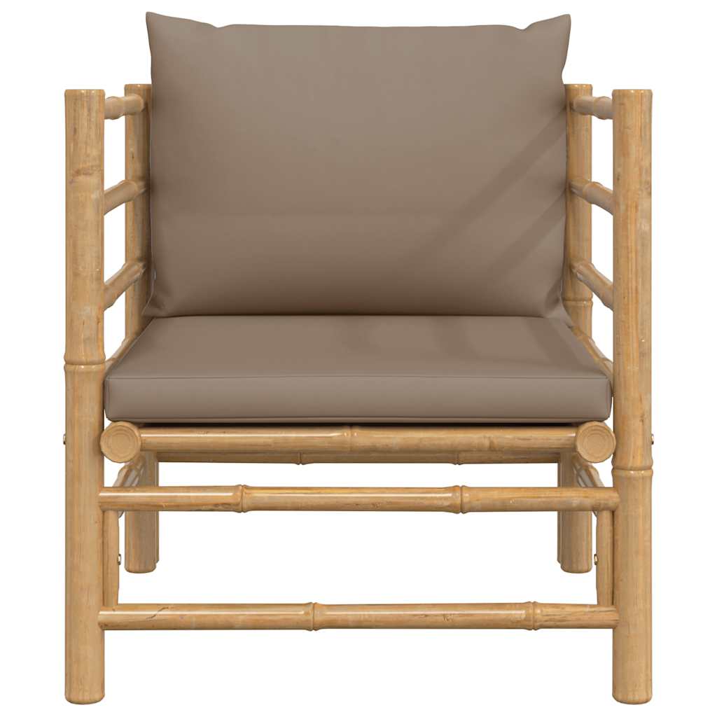 vidaXL Fauteuil de jardin avec coussin taupe bambou