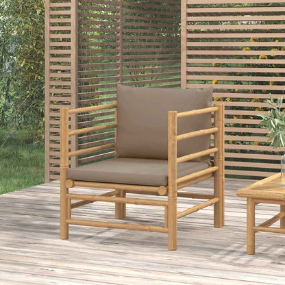 vidaXL Fauteuil de jardin avec coussin taupe bambou