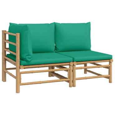 vidaXL Ensemble de jardin 2 pièces avec coussins verts Bambou