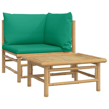 vidaXL Salon de jardin 2 pcs avec coussins verts Bambou