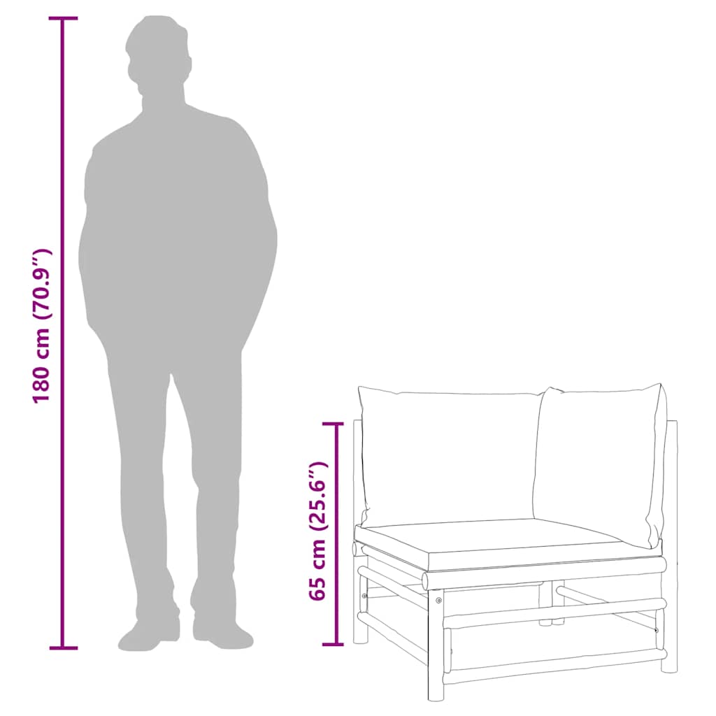 Garten-Ecksofa mit Grünen Kissen Bambus