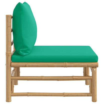 vidaXL Canapé central de jardin avec coussins verts bambou