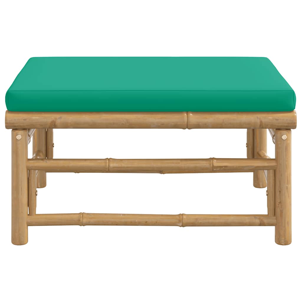vidaXL Tabouret de jardin avec coussin vert Bambou