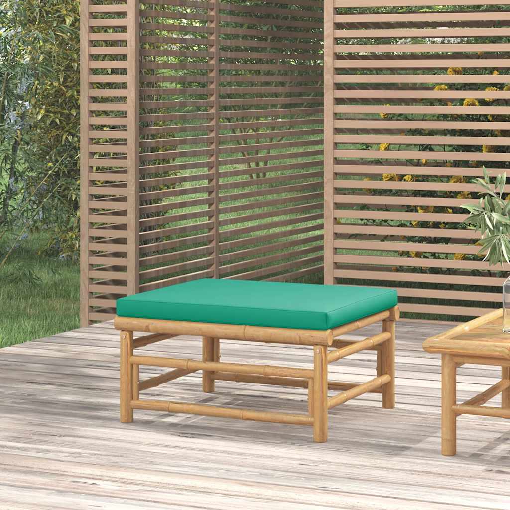 vidaXL Tabouret de jardin avec coussin vert Bambou