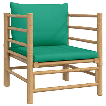 vidaXL Fauteuil de jardin avec coussins verts Bambou