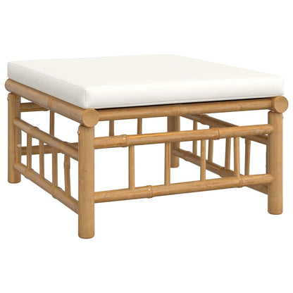 vidaXL 3-tlg. Garten-Lounge-Set mit Kissen Creme Bambus