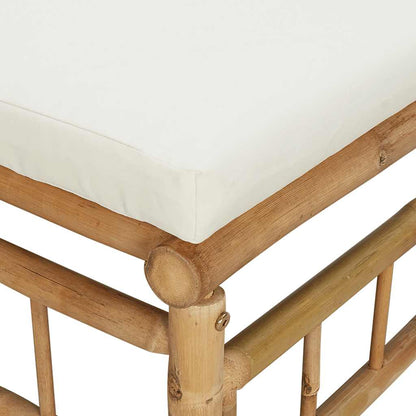 vidaXL 3-tlg. Garten-Lounge-Set mit Kissen Creme Bambus