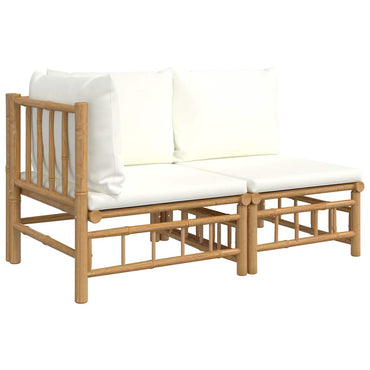 vidaXL Ensemble de jardin 2 pièces avec coussins crème bambou