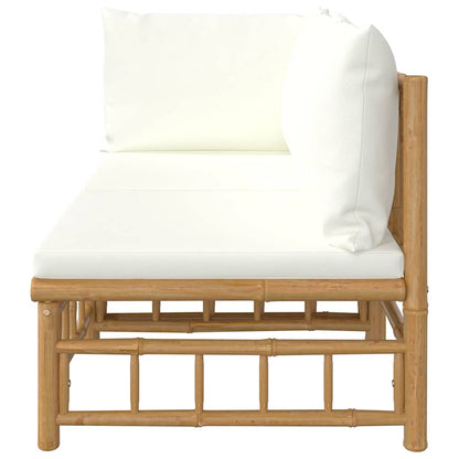 vidaXL 2-tlg. Garten-Lounge-Set mit Cremeweißen Kissen Bambus