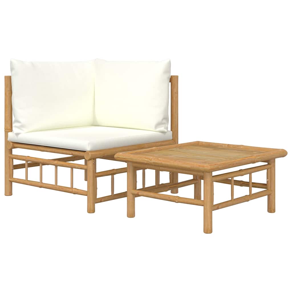 vidaXL Ensemble de jardin 2 pièces avec coussins crème bambou