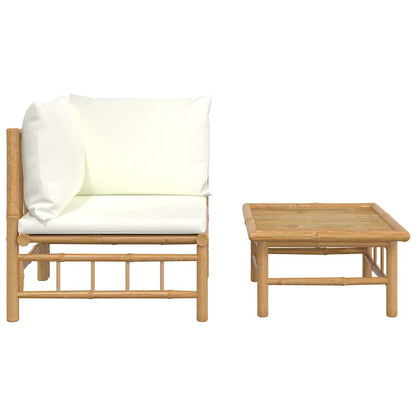 vidaXL Ensemble de jardin 2 pièces avec coussins crème bambou