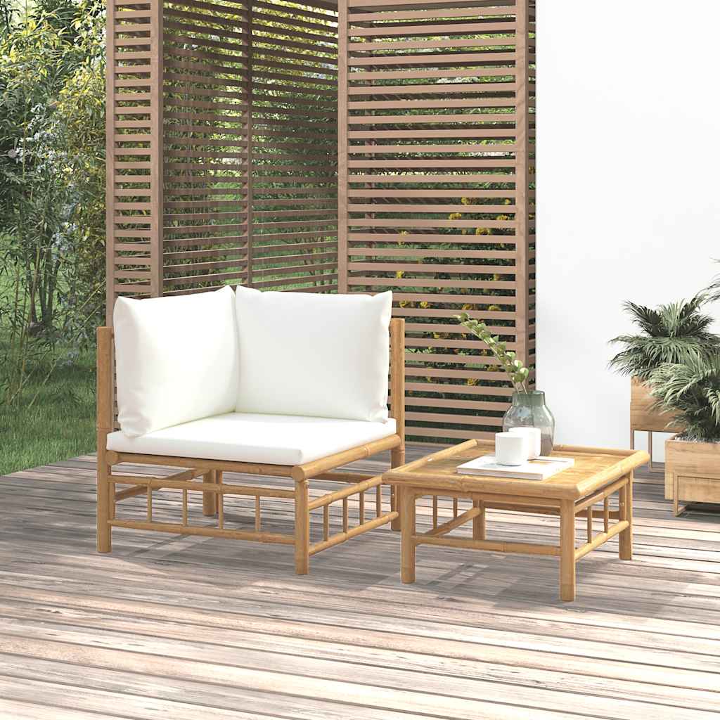 vidaXL Ensemble de jardin 2 pièces avec coussins crème bambou