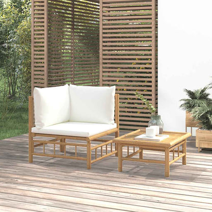 vidaXL Ensemble de jardin 2 pièces avec coussins crème bambou