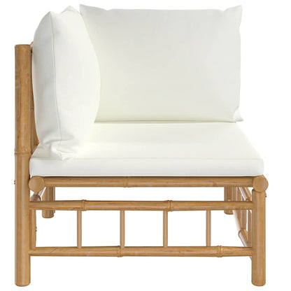 vidaXL Canapé d'angle de jardin avec coussins blanc crème Bambou