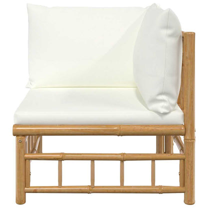 vidaXL Canapé d'angle de jardin avec coussins blanc crème Bambou